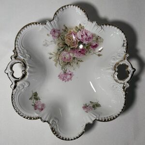 Royal Bavarian China Germany Porcelain Bowl Pink Rose Gold Trim